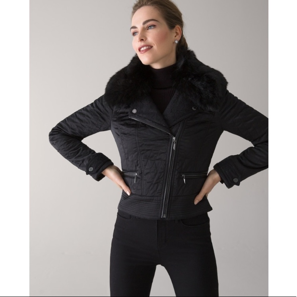 WHBM Faux Fur Collar Puffer STYLE: 570316855
